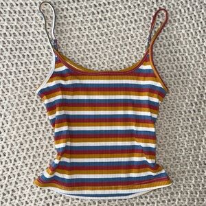 Summery Striped Multicolor Spaghetti Strap Tank Top XS